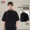 BE Men's Wear: Spring/Summer American retro stir-fried and aged Boxy loose short-sleeved T-shirt, short and wide casual top T-shirt for men's fashion Specification image